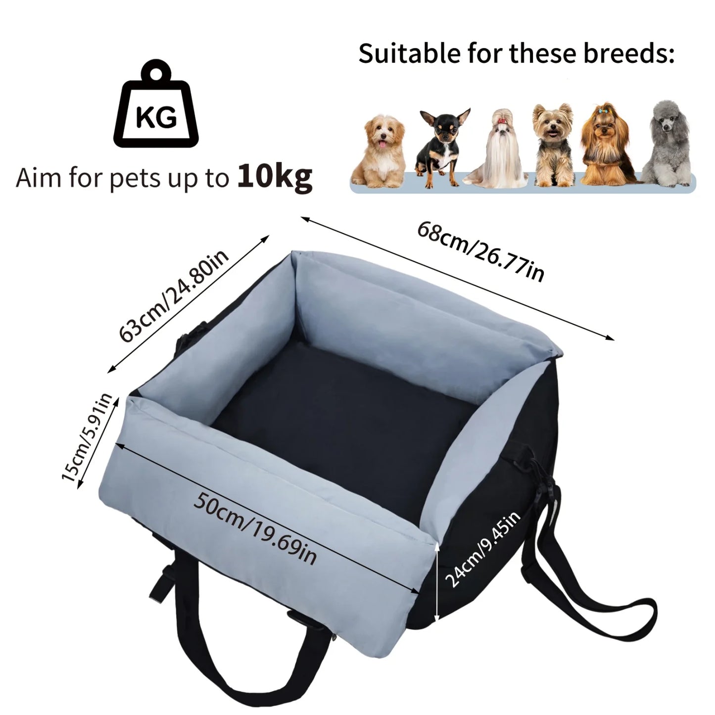 BINGOPAW Dog Car Seat For Small Dogs Washable Safety Belt