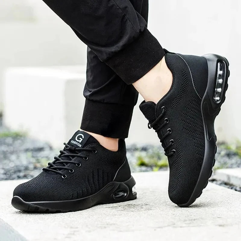 Men's Steel Toe Work Boots Breathable Lightweight Safety Shoes