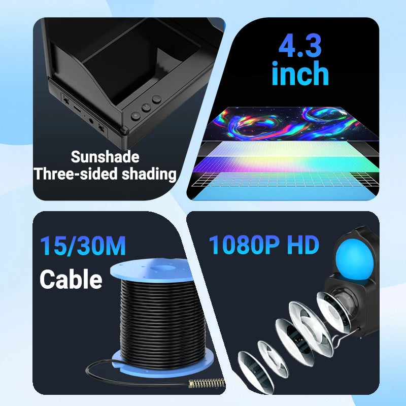 IP68 Waterproof Underwater Fishing Camera With Monitor And Depth Finder