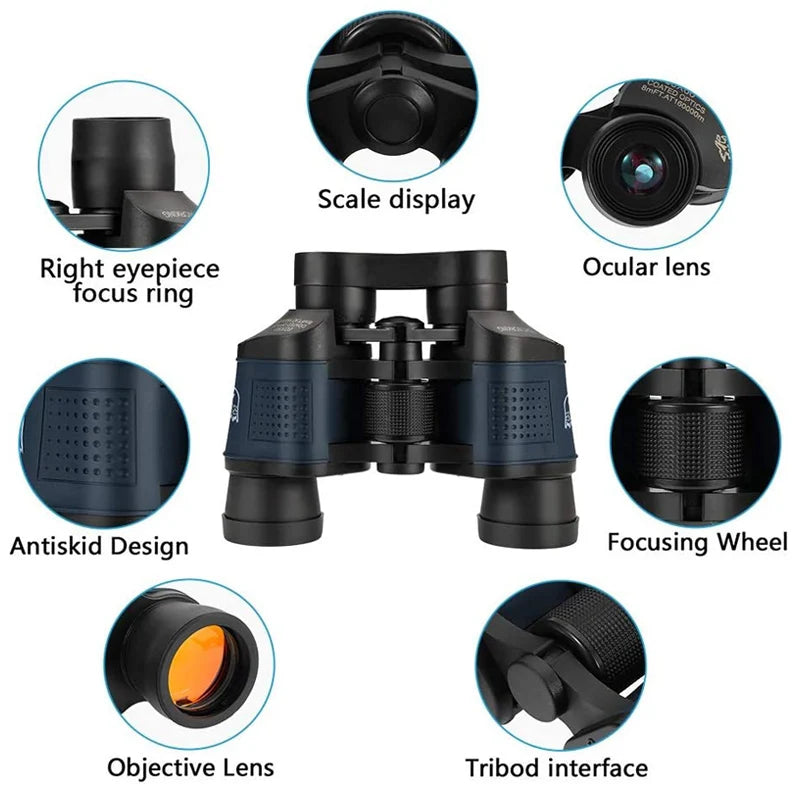 Tensdarcam 60X60 Portable Binoculars For Hunting Camping Hiking