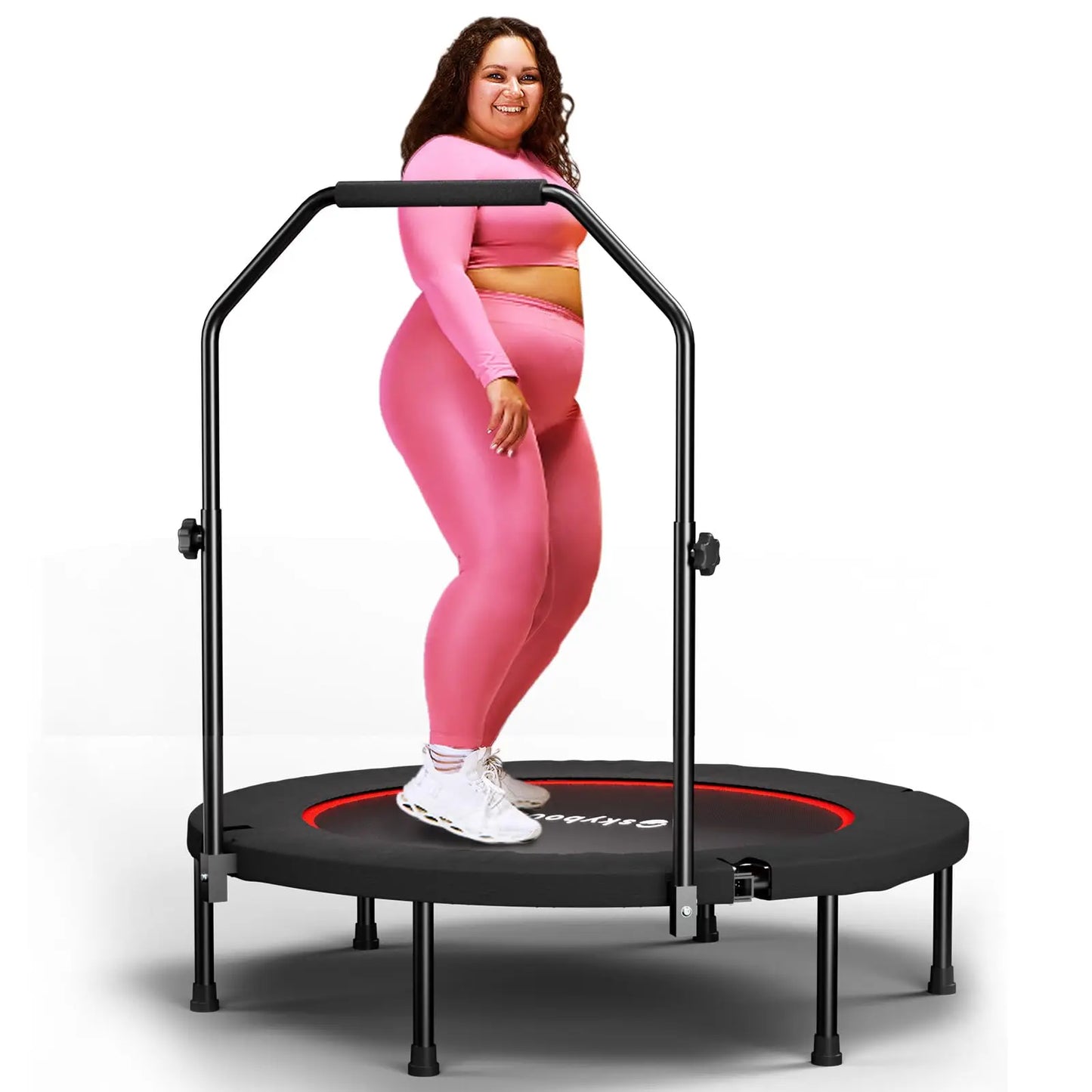 Rebounder Trampoline For Adults Foldable Fitness Rebounder With U-Bar