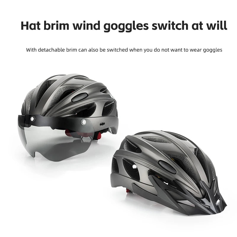 ROCKBROS Cycling Helmet Lightweight Integrated Helmet With Goggles