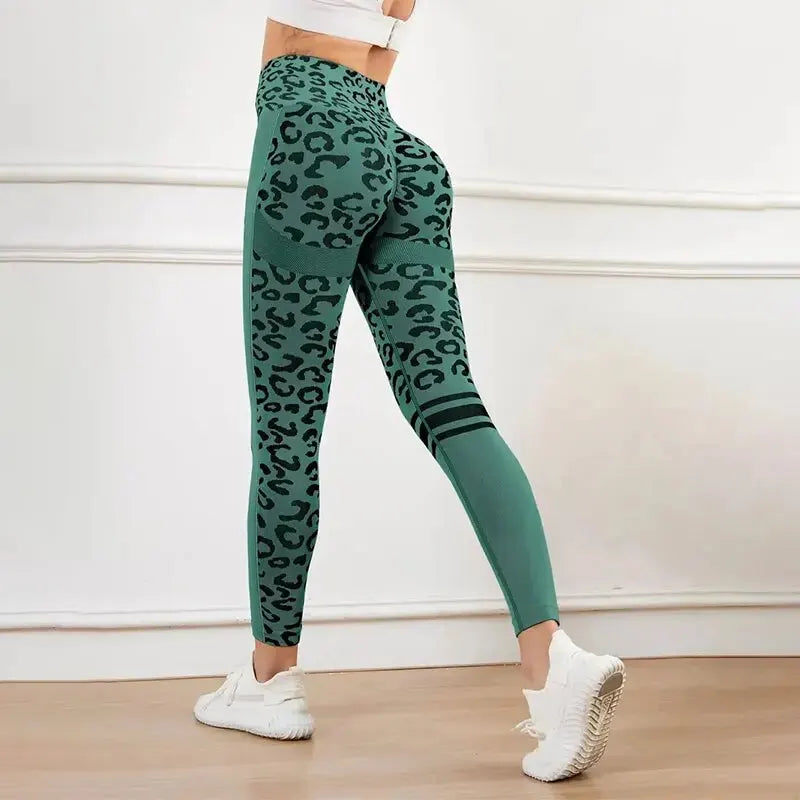 Leopard Print Seamless Quick Dry Yoga Pants With High Waist