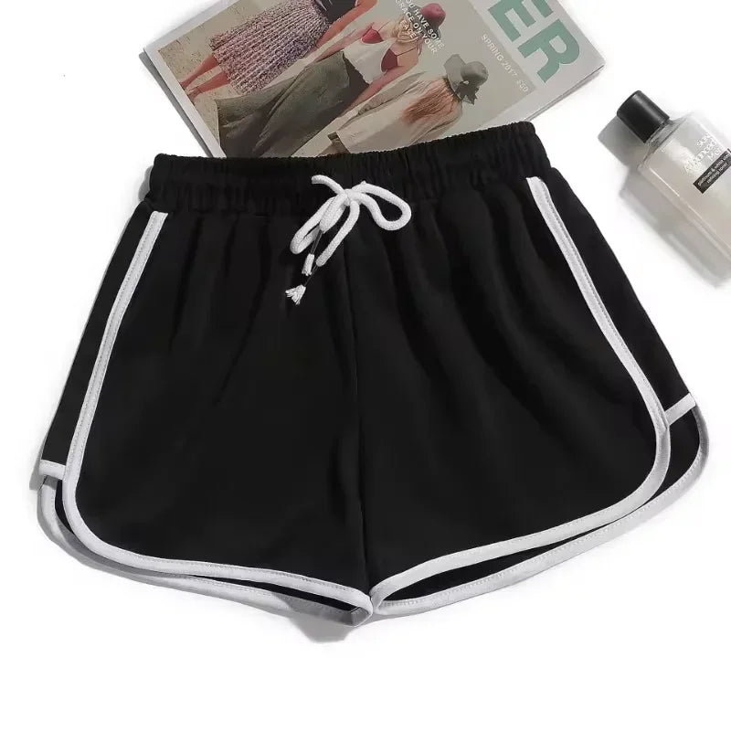 Striped Women's Sports Shorts Korean Casual Summer Wide-Leg