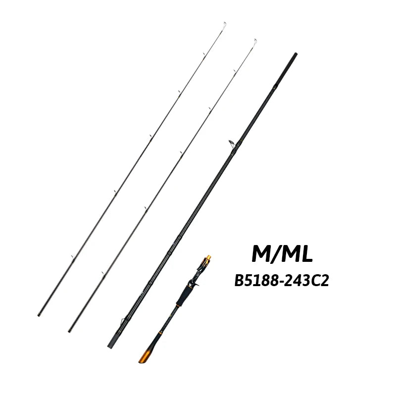BIUTIFU Spinning Casting Rod Fuji Guide 2 Section Carbon