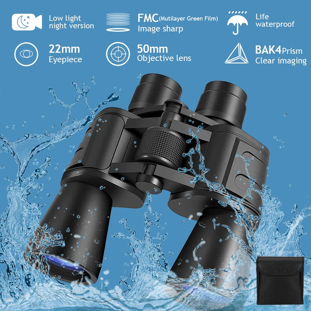 Zoom Binoculars Pro HD BAK4 Prism Day Night Vision Waterproof