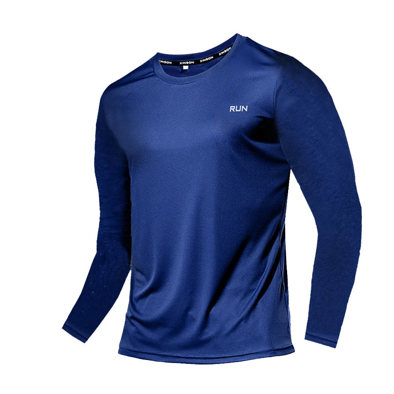 Summer Ice Silk Long Sleeve Tee Men Quick Dry Breathable
