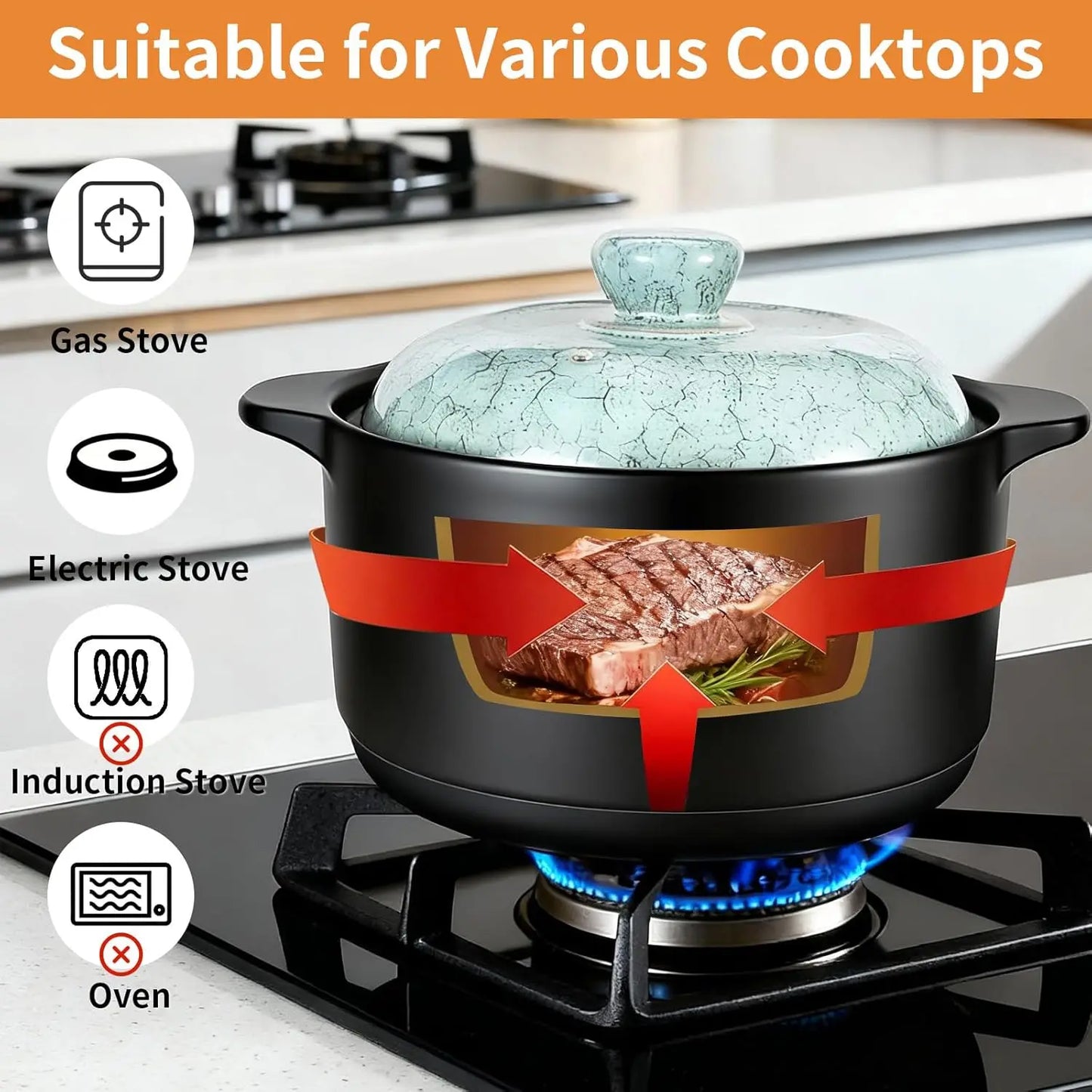 Ceramic Stew Pot With Lid Nontoxic And Oven Safe Cookware