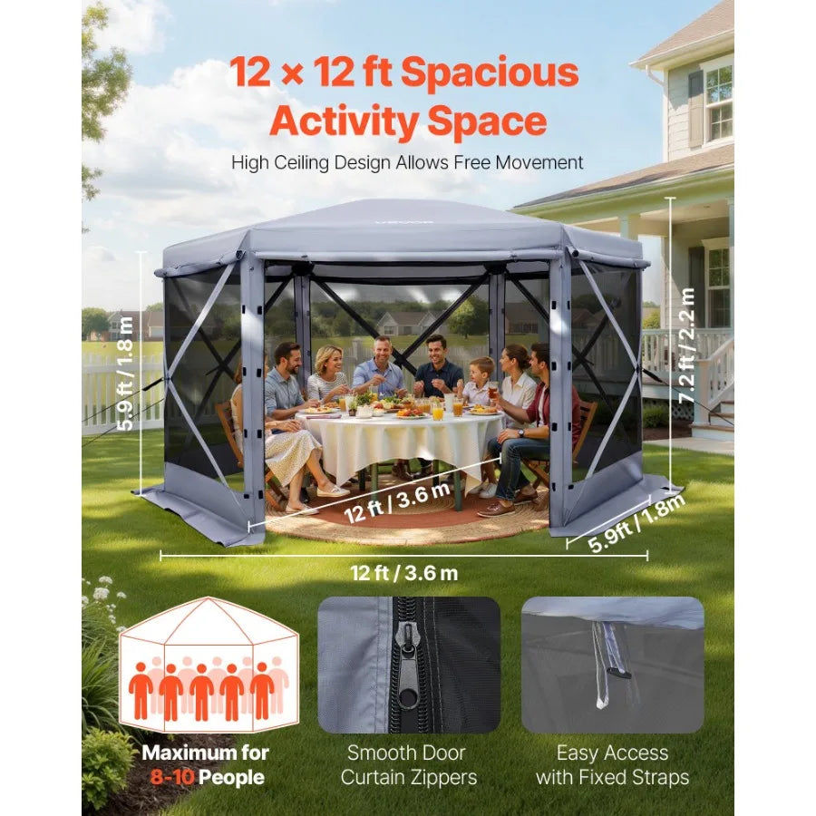 Pop Up Gazebo Tent With Biteproof Mesh And Carry Bag