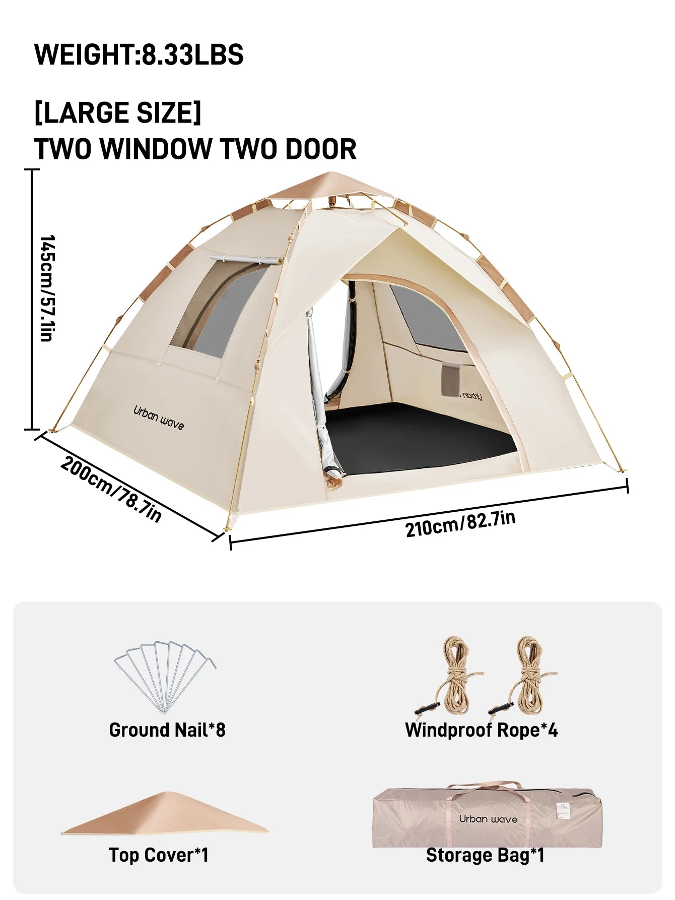 Automatic Pop Up Camping Tent Windproof Waterproof