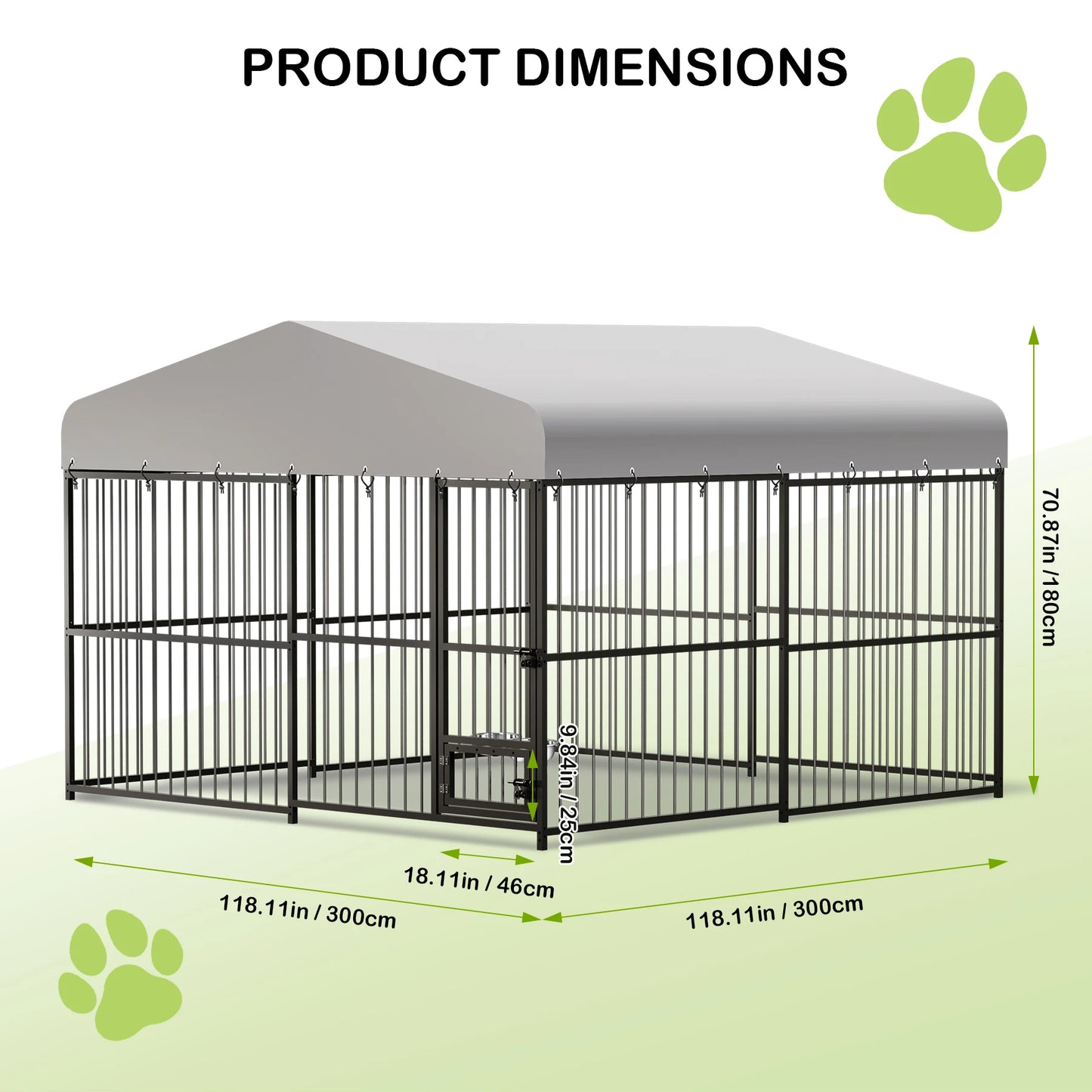 TWISTER.CK Outdoor Dog Kennel With Roof Double Lock UV Resistant
