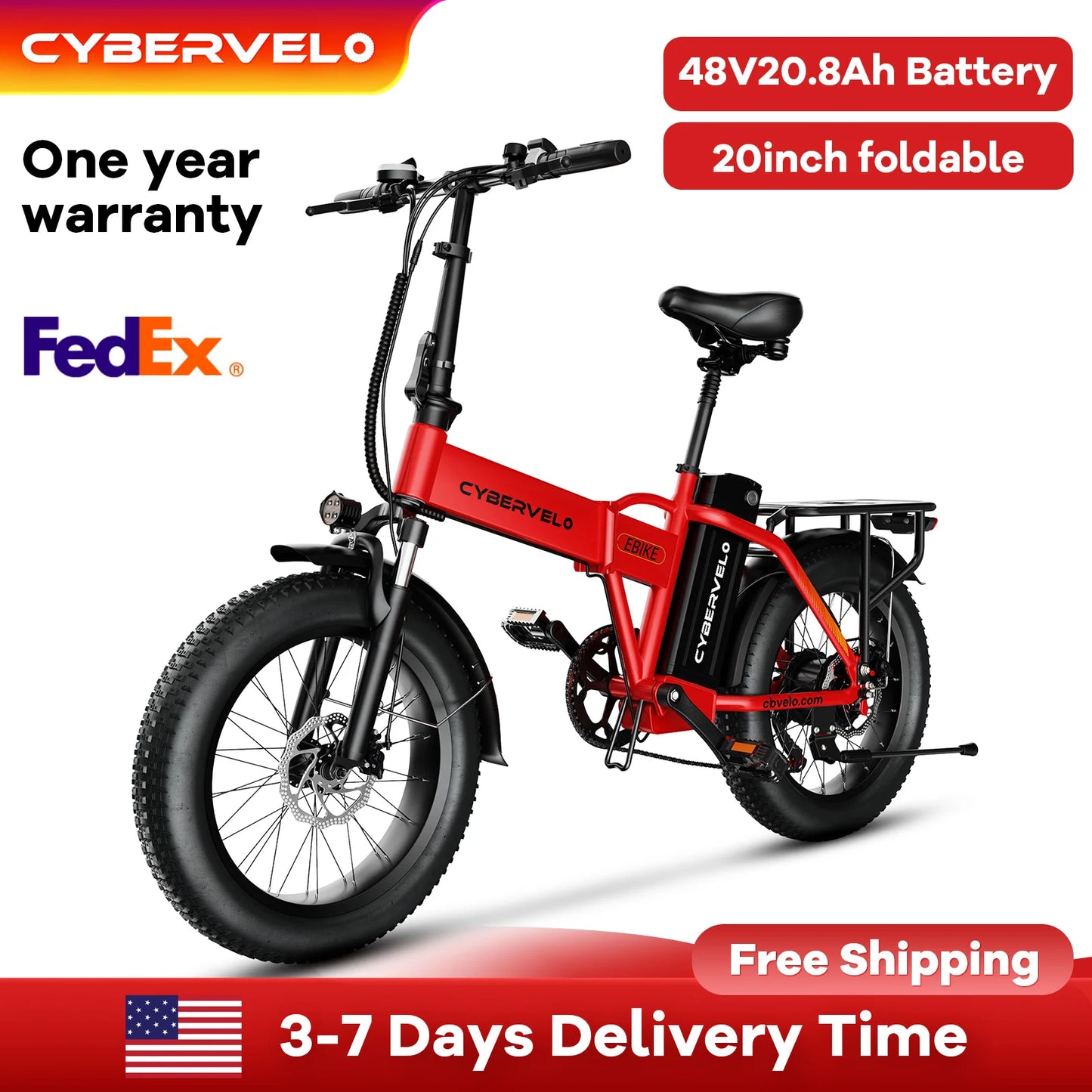 CYBERVELO Mars700 EK4 1000W Foldable Fat Tire Electric Bike