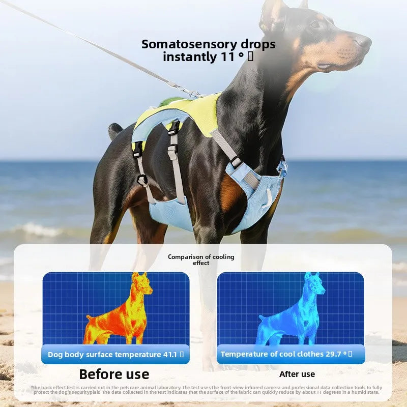 Summer Cooling Vest Style Dog Harness Breathable Leash