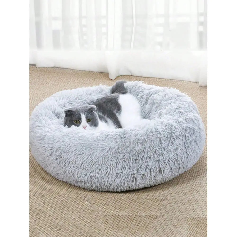 Dog Plush Round Bed Breathable Padded Comfort For Pets Cats