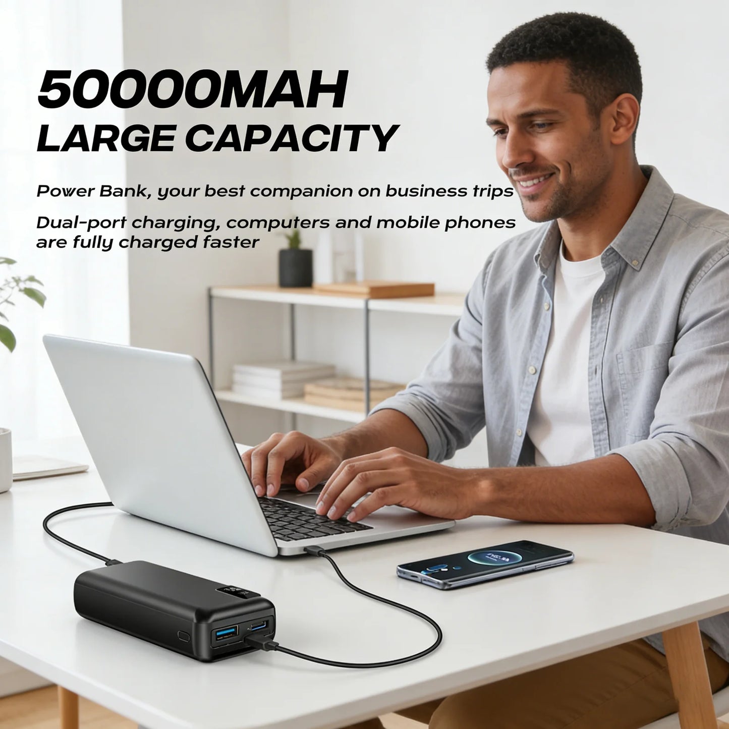 Hganus 50000mAh Power Bank 23W Fast Charge Outdoor Use