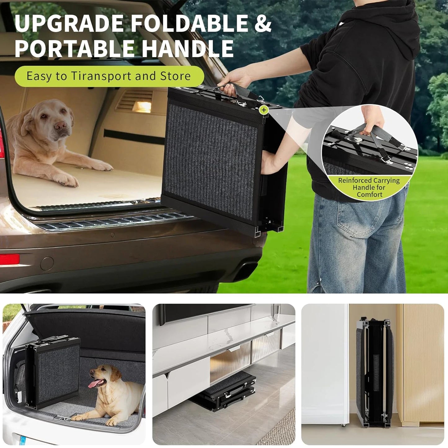 HiMISS Upgraded Folding Dog Ramp For Cars With Non Slip Surface Up To 250 Lbs