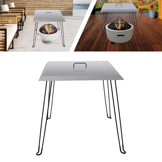 Foldable Stainless Steel Fire Pit Heat Deflector With Carrying Handle