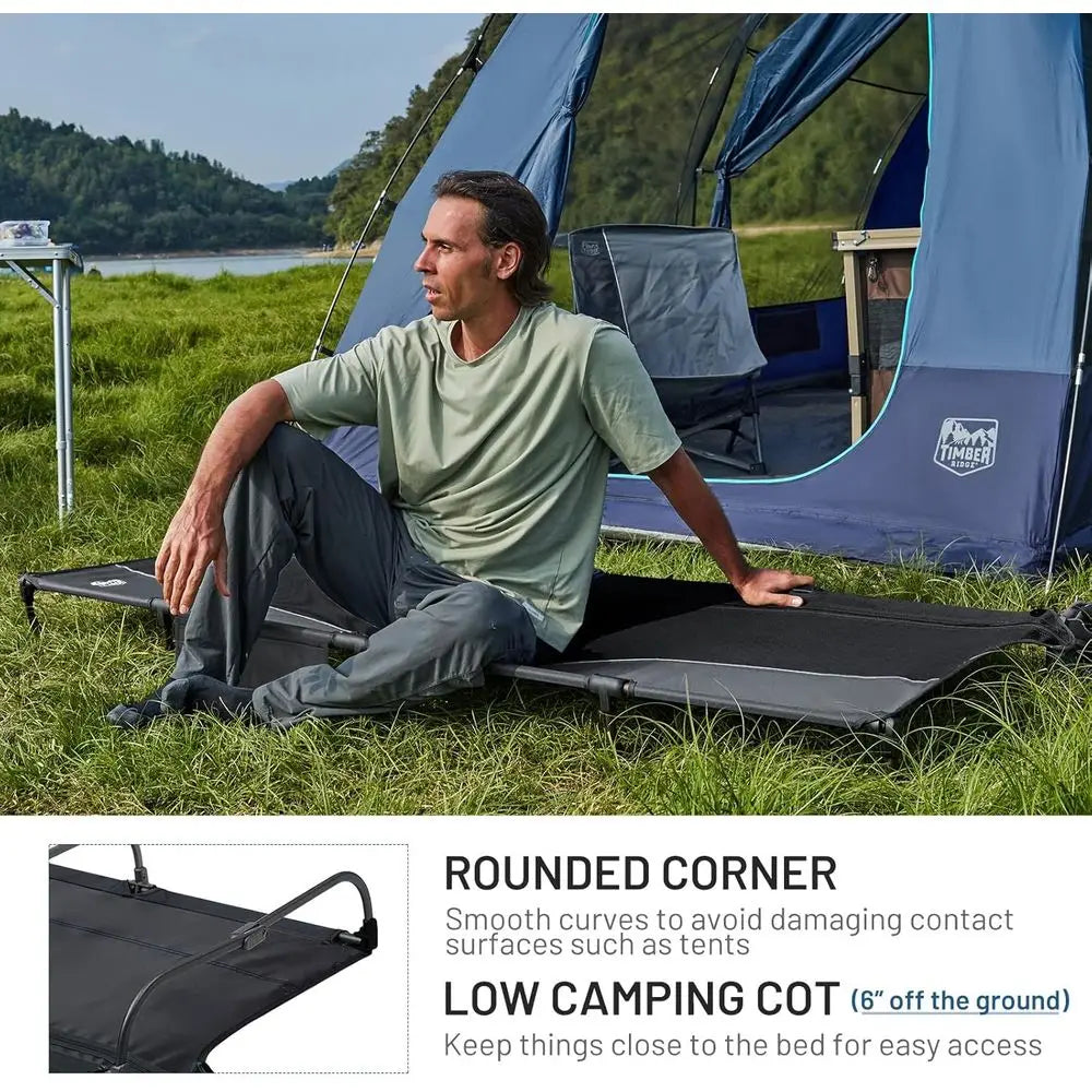Lightweight Portable Camping Cot With Zipper Closure Carry Bag 225lbs