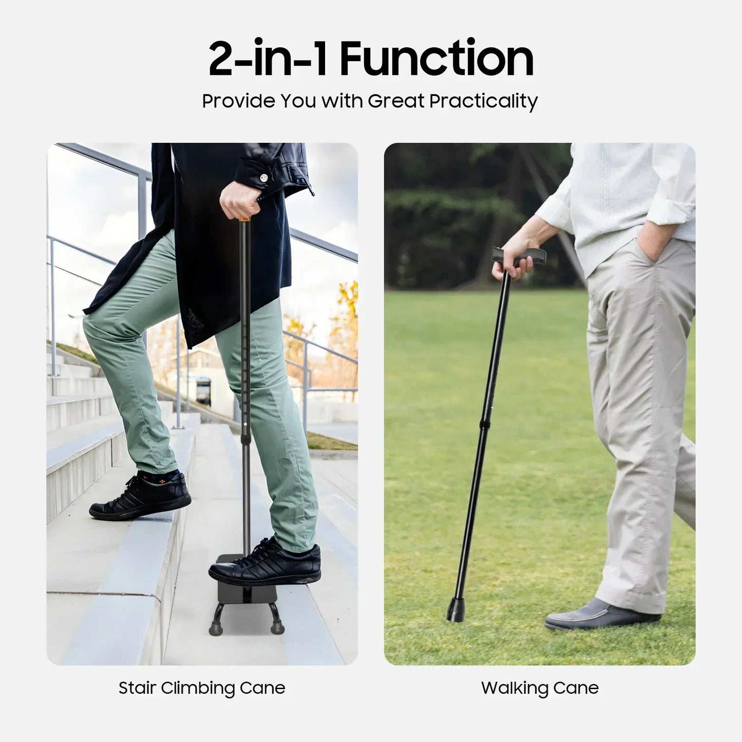 Stair Climbing Aid Cane With Base Adjustable Up To 150 Kg
