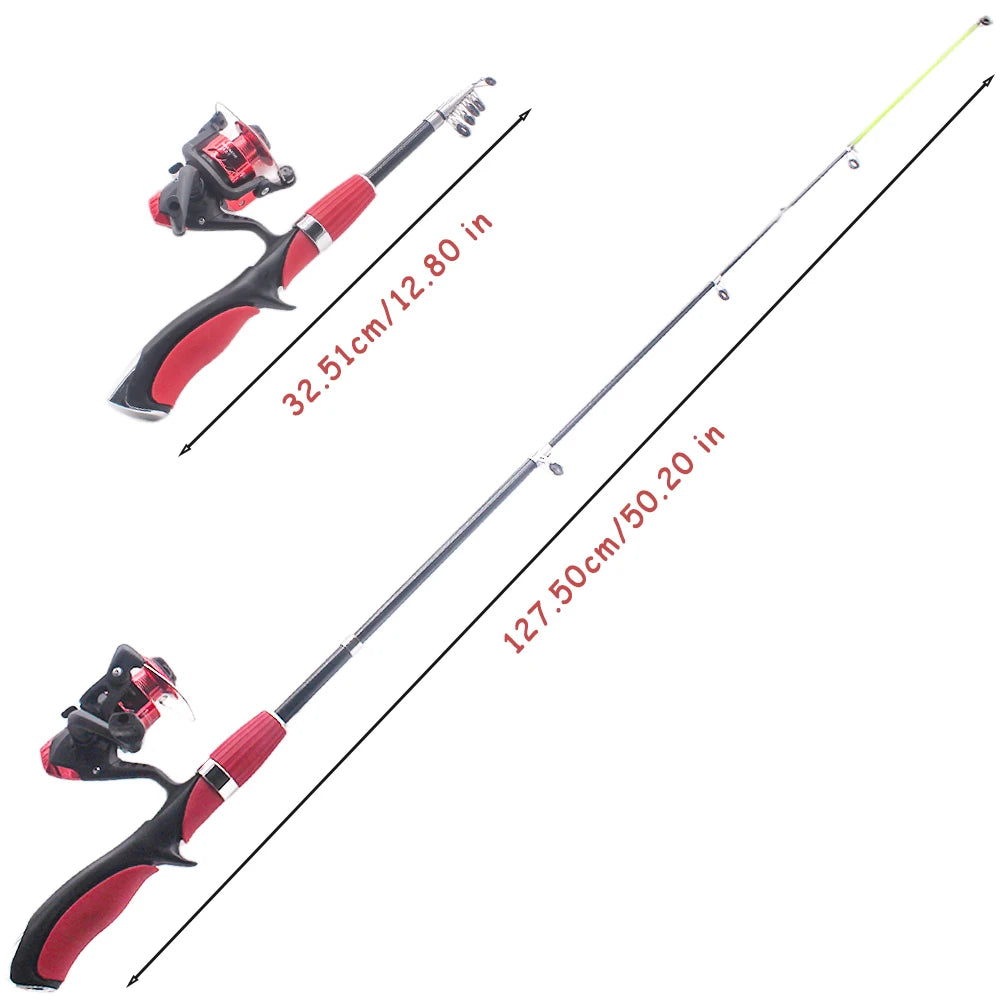 Kids Telescopic Fishing Rod Set With Spinning Reel And Lures
