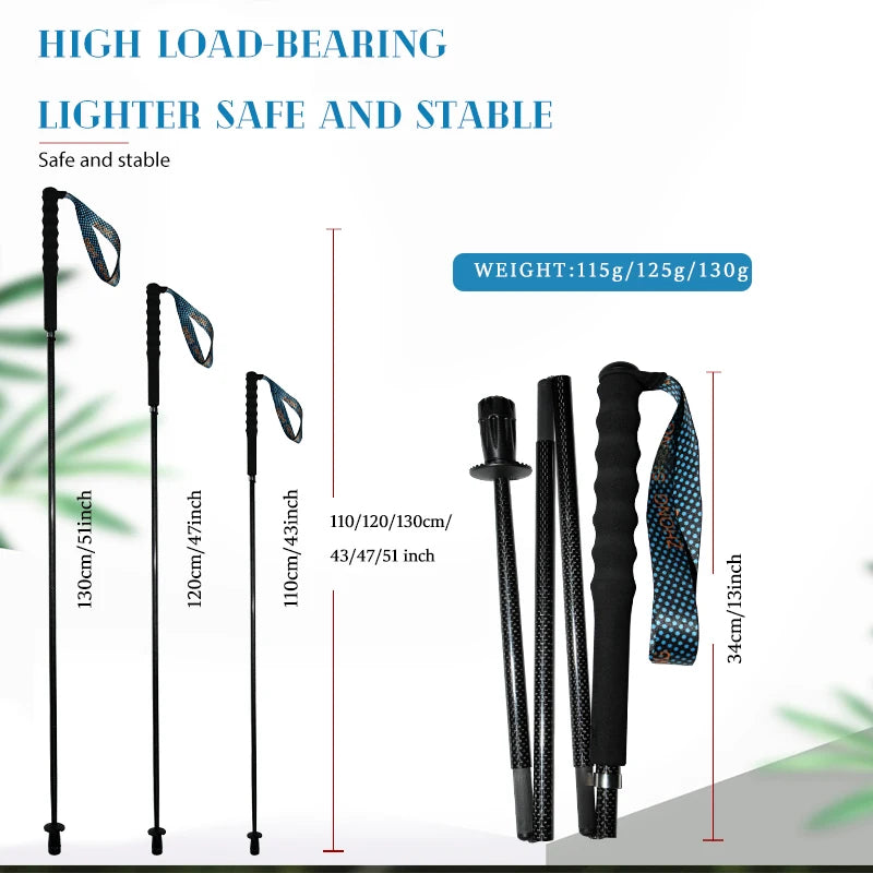 OKHEALING Lightweight T800 Carbon Fiber Hiking Trekking Poles Collapsible