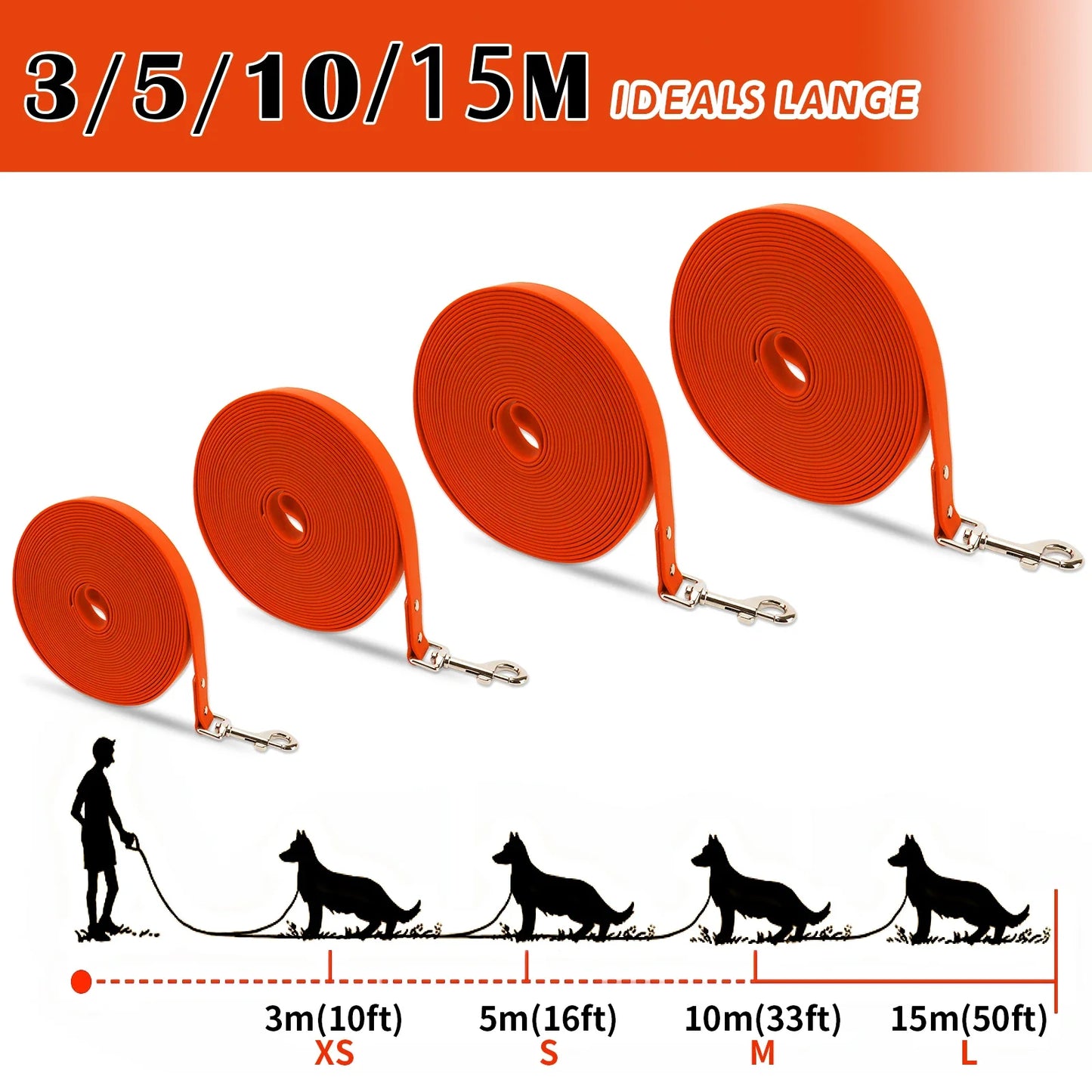 Waterproof Dog Leash PVC Easy Clean Walking Lead Durable