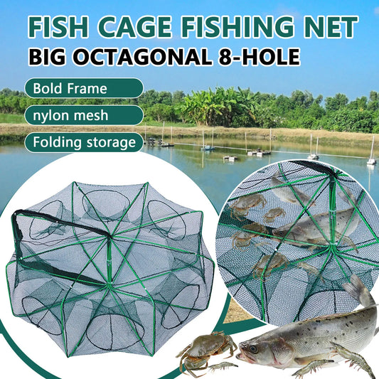 Foldable Lobster Cage Fishing Trap Nylon Net Handheld