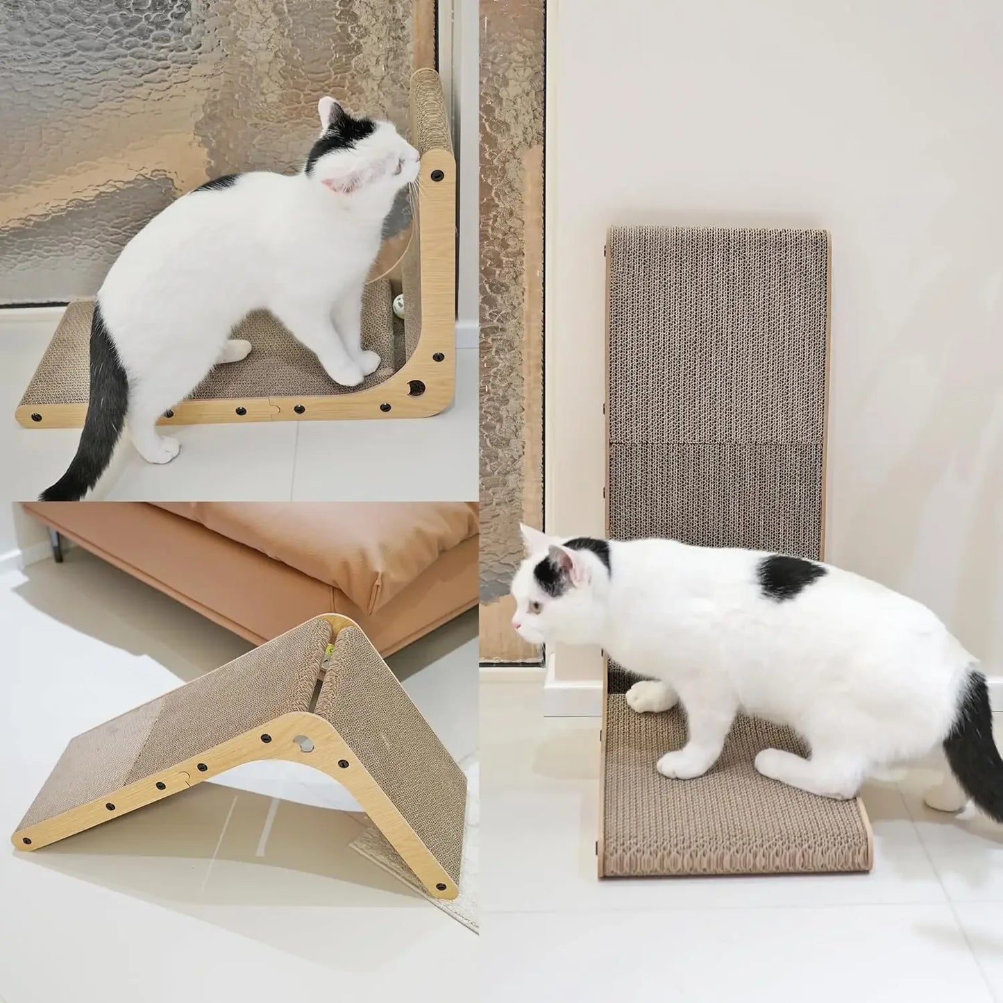 L Shape Cat Scratching Post For Indoor Use Cardboard 3 Layer