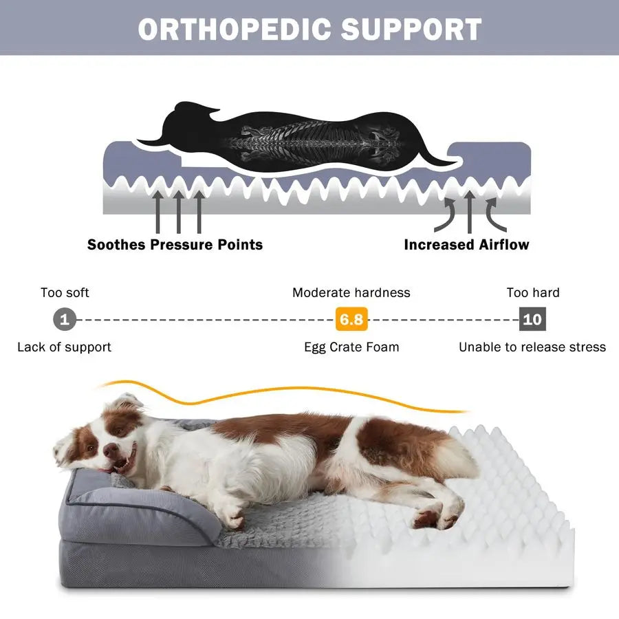 Orthopedic Dog Bed With Egg Crate Foam And Waterproof Liner