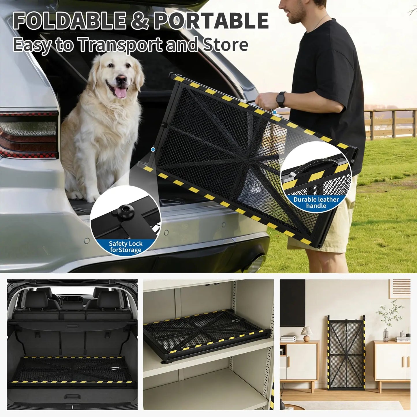 DishyKooker Folding Dog Ramp Heavy Duty Steel 300lb Capacity