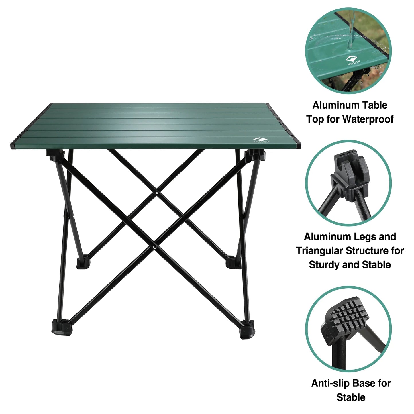 VILLEY Ultralight Aluminum Camping Side Table With Carry Bag