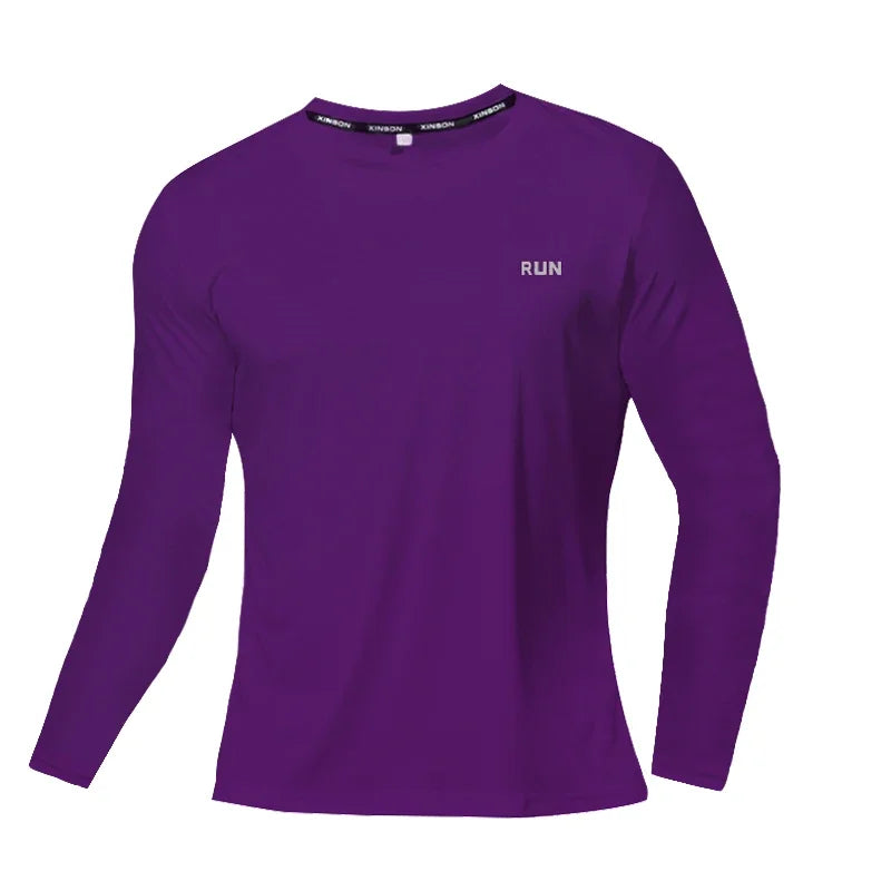 Summer Ice Silk Long Sleeve Tee Men Quick Dry Breathable