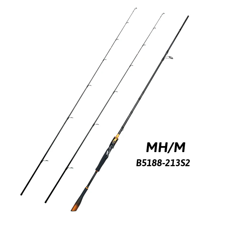 BIUTIFU Spinning Casting Rod Fuji Guide 2 Section Carbon