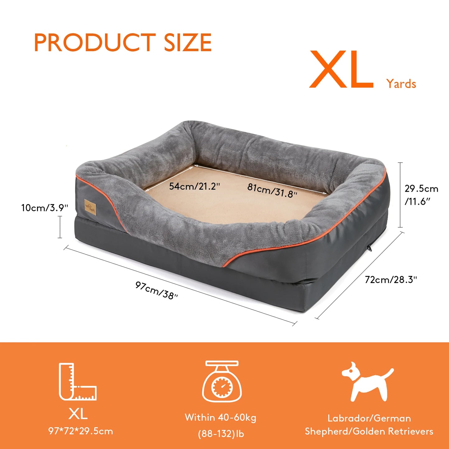 BINGOPAW Dog Bed With Removable Washable Fleece Cover Waterproof