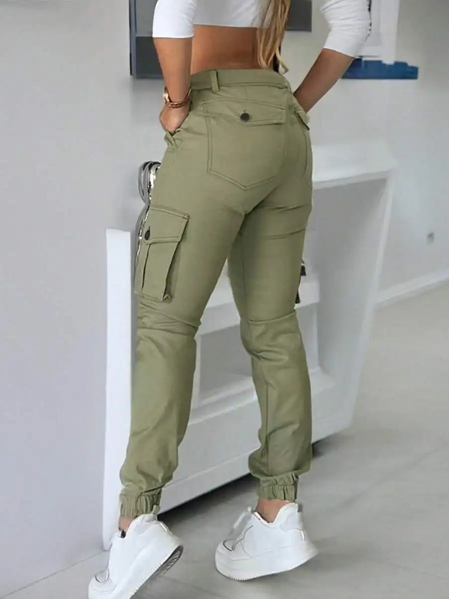 Slim Fit Cargo Pants With Pockets For Women
