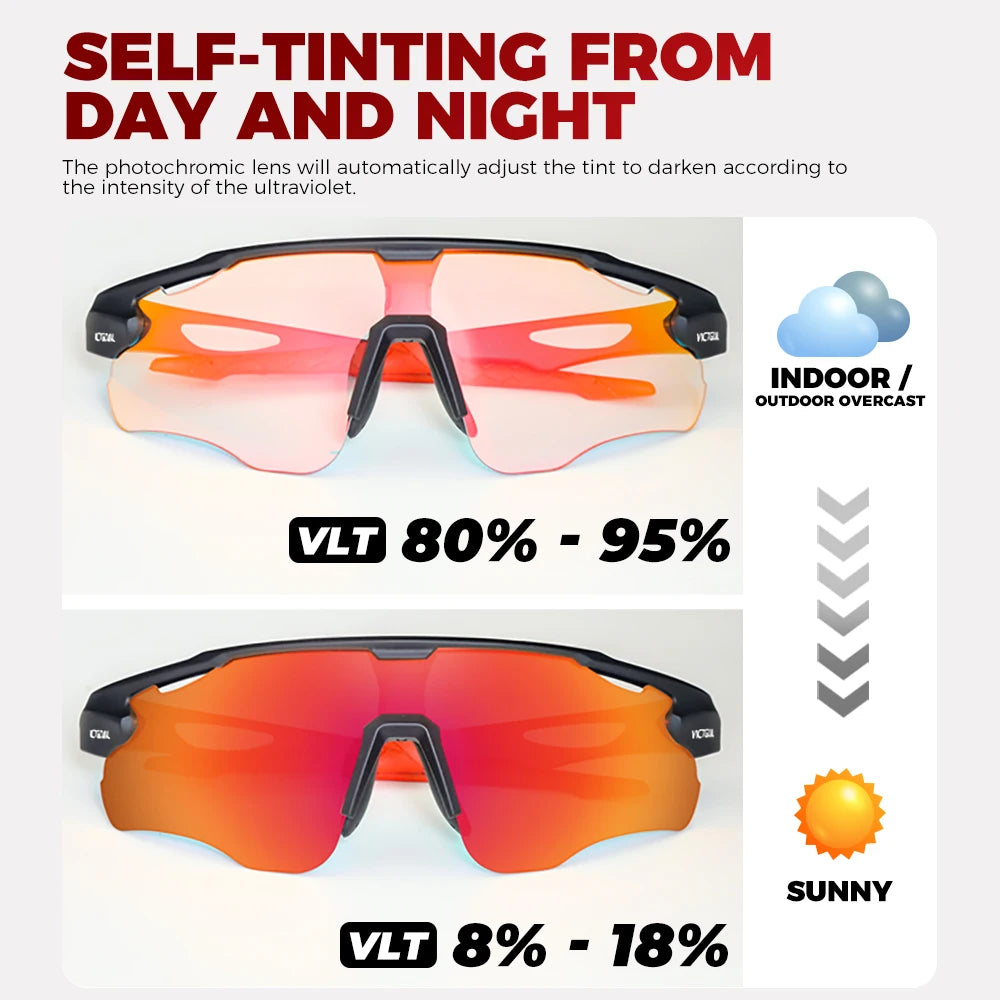 Victgoal Photochromic Cycling Sunglasses UV400 Protection For Athletes