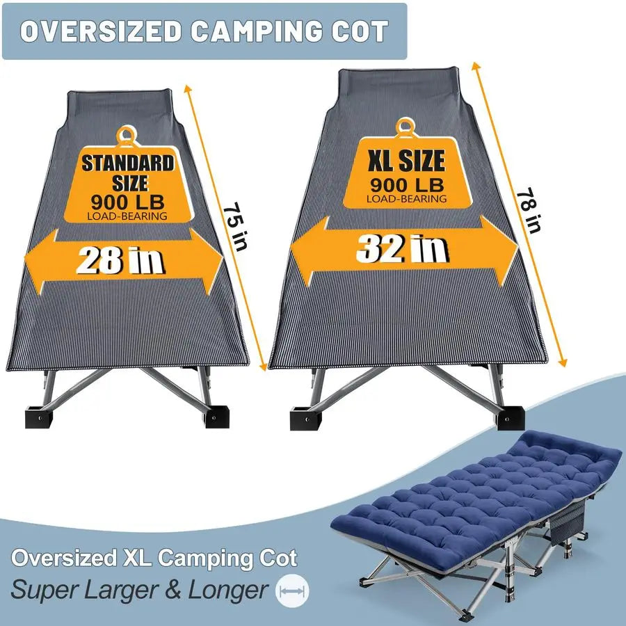 Folding Camping Cot With Mattress Pad And Carry Bag