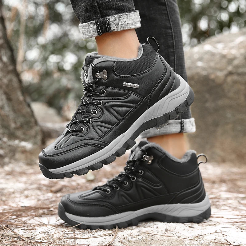 Senlongbaocn Winter Men's Boots Waterproof Leather Snow Boots