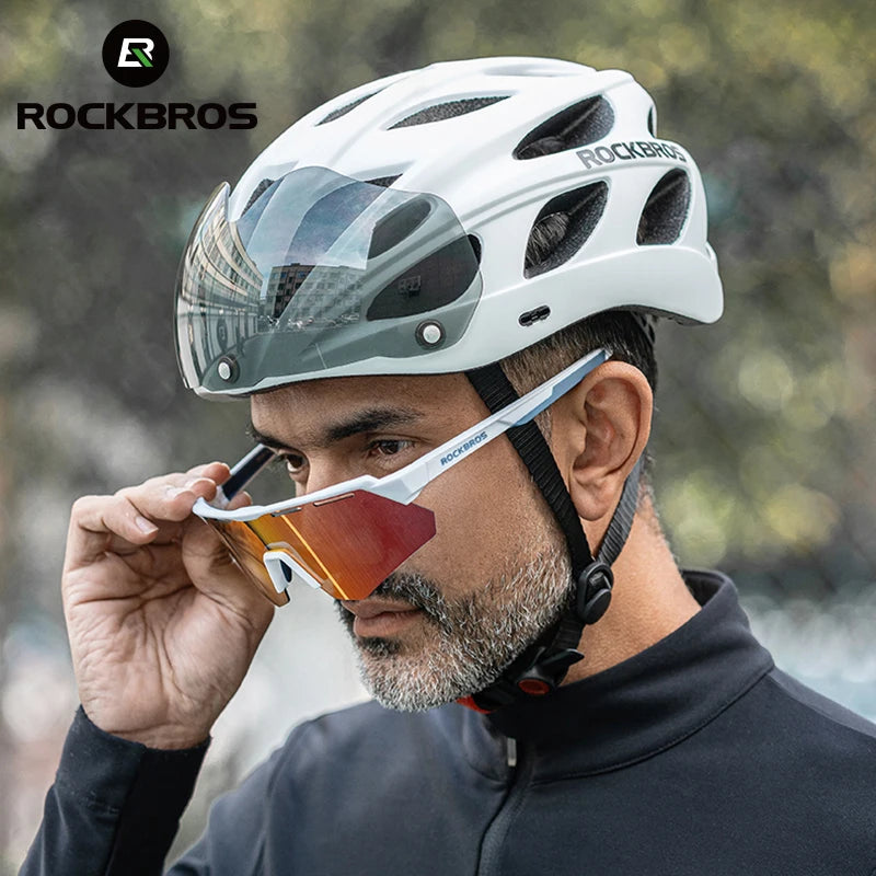 ROCKBROS Cycling Helmet Lightweight Integrated Helmet With Goggles