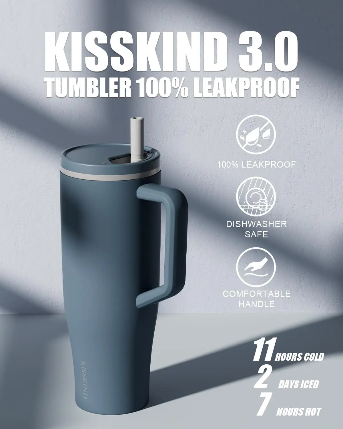 Insulated Tumbler With Handle Straw And Leakproof Stainless Steel Bottle