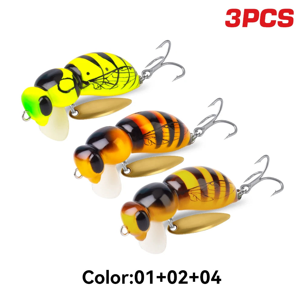 Kingdom Wasp Minnow Lure Set Of 3 Floating Spinner Wobblers