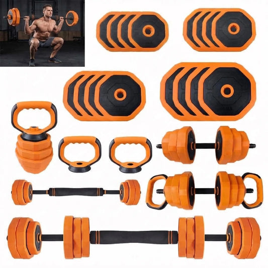 Adjustable Dumbbells 44 Lbs Free Weights Set 4 In 1 Barbell Kettlebells Home Gym