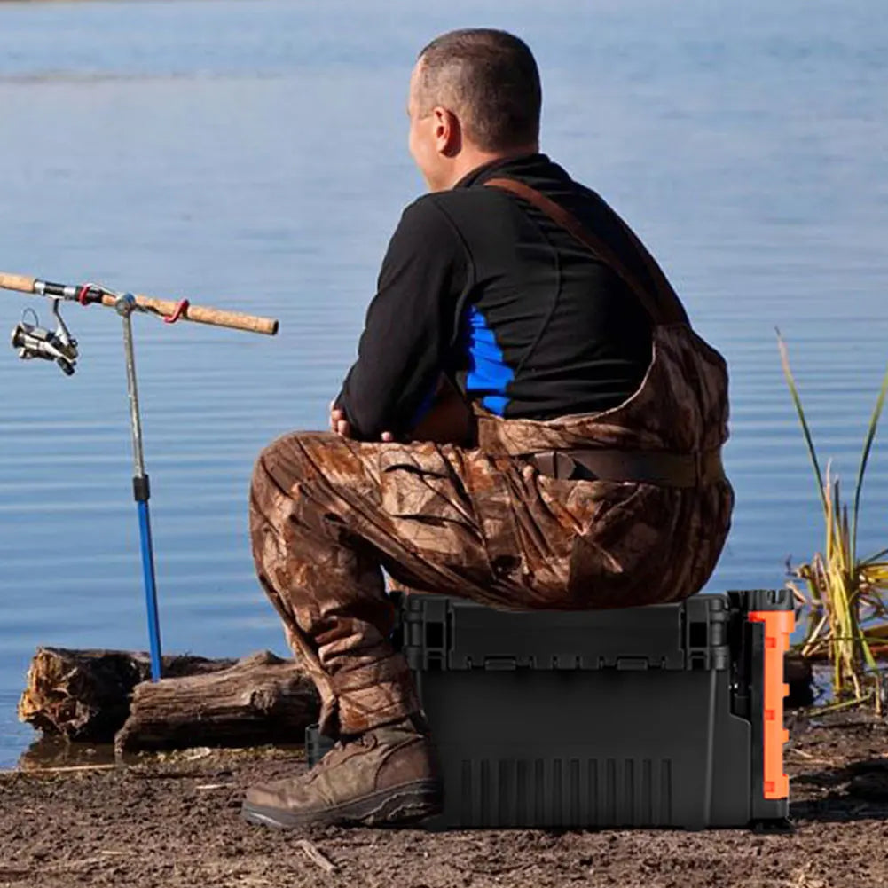 Shunmaii 2 Tier Fishing Tackle Box With Cup And Rod Holder