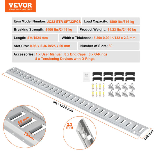 SucceBuy E Track Tie Down Rail Kit With Eight Rails