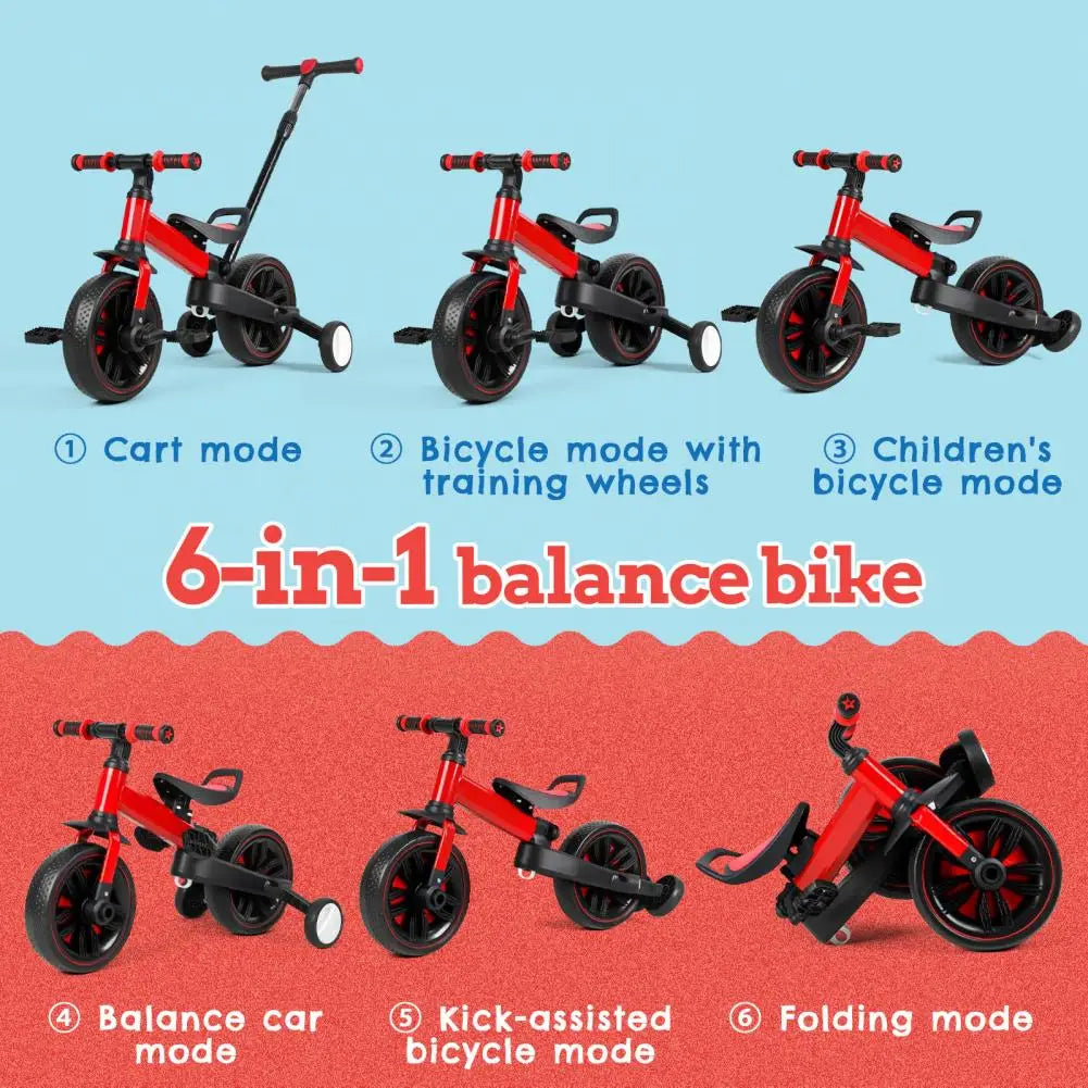 Kids Folding Balance Bike With Training Wheels For Beginners