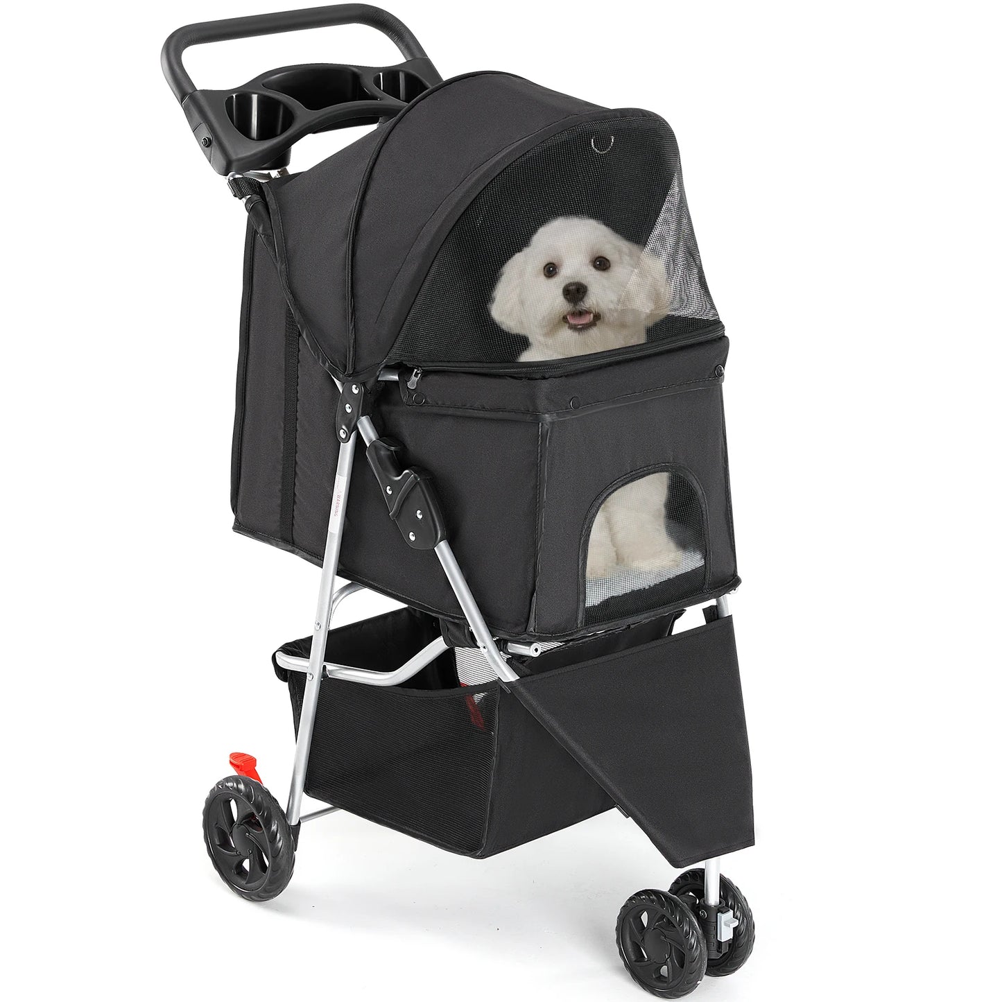 3 Wheel Foldable Pet Stroller for Small Dogs and Cats