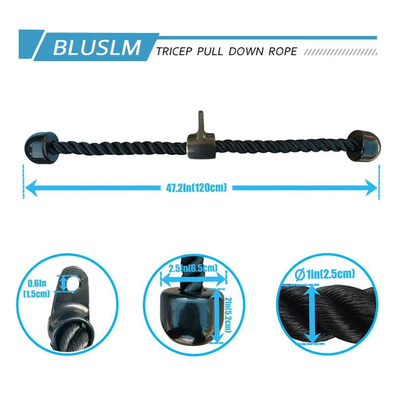 Adjustable Multi-Grip Tricep Cable Attachment - Heavy Duty Rope Pulley Bar for Home Gym & Cable Machine