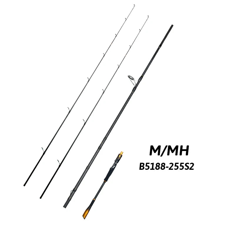 BIUTIFU Spinning Casting Rod Fuji Guide 2 Section Carbon
