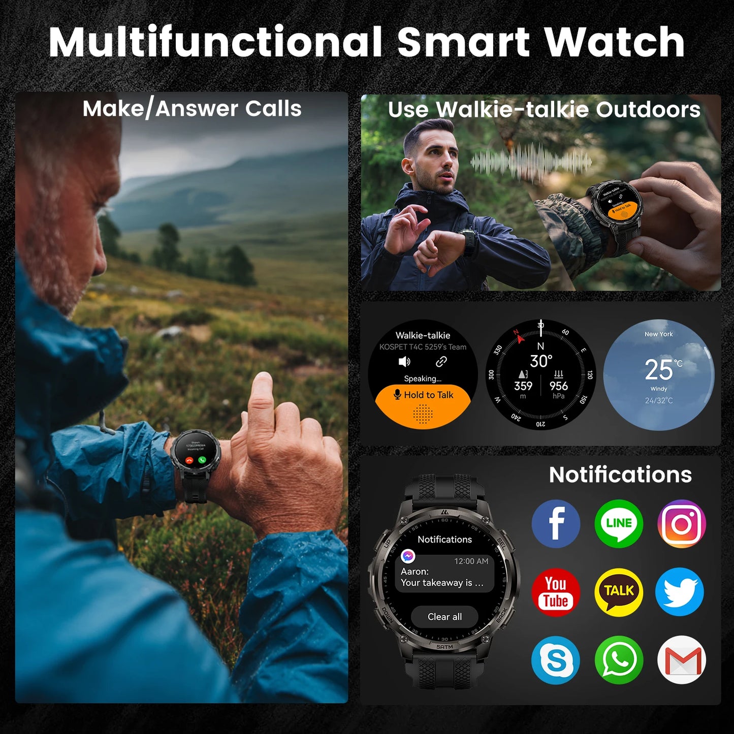 KOSPET Tank T4C Rugged Smartwatch With GPS And Health Tracking