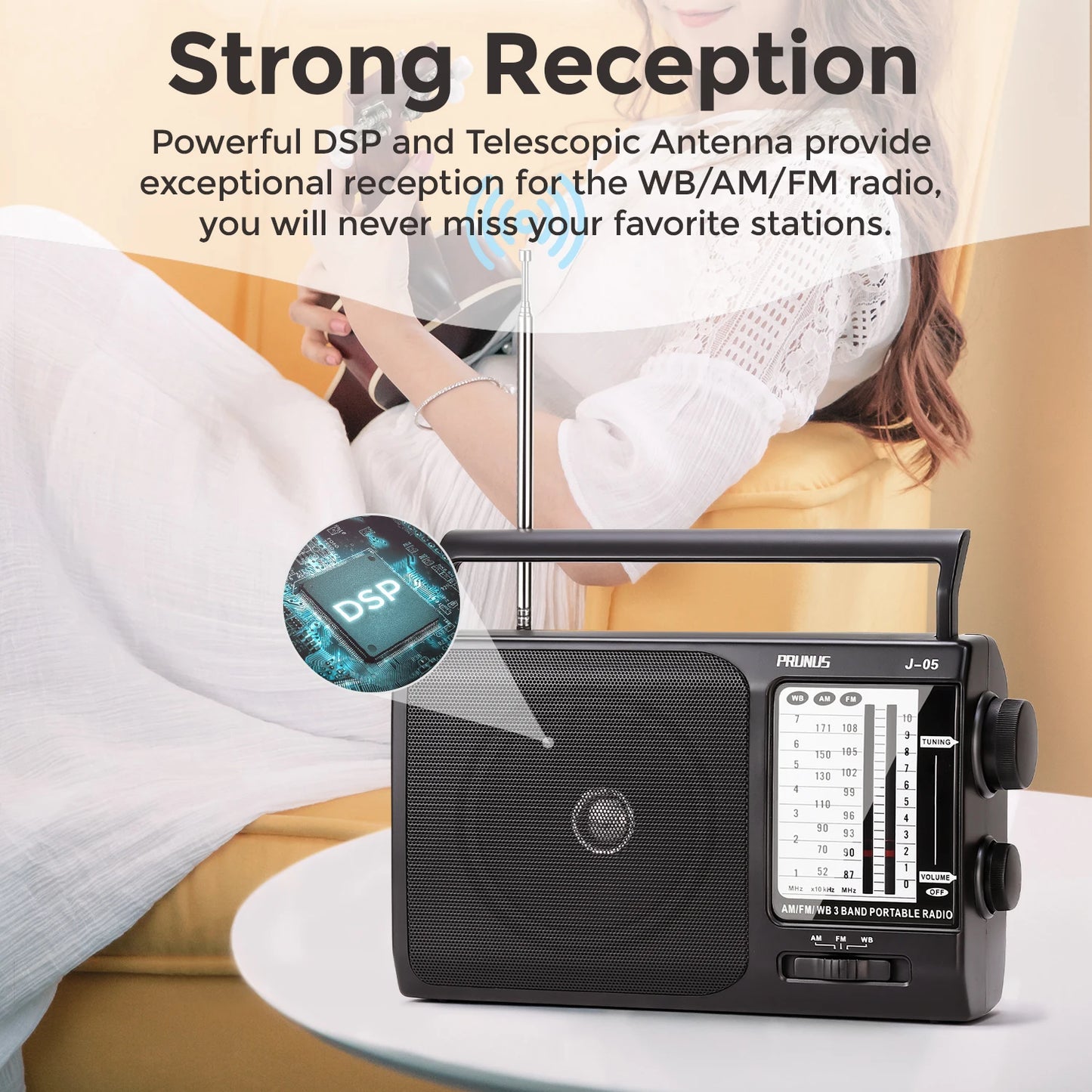 PRUNUS NOAA Weather AM FM Portable Radio With Built In Speaker